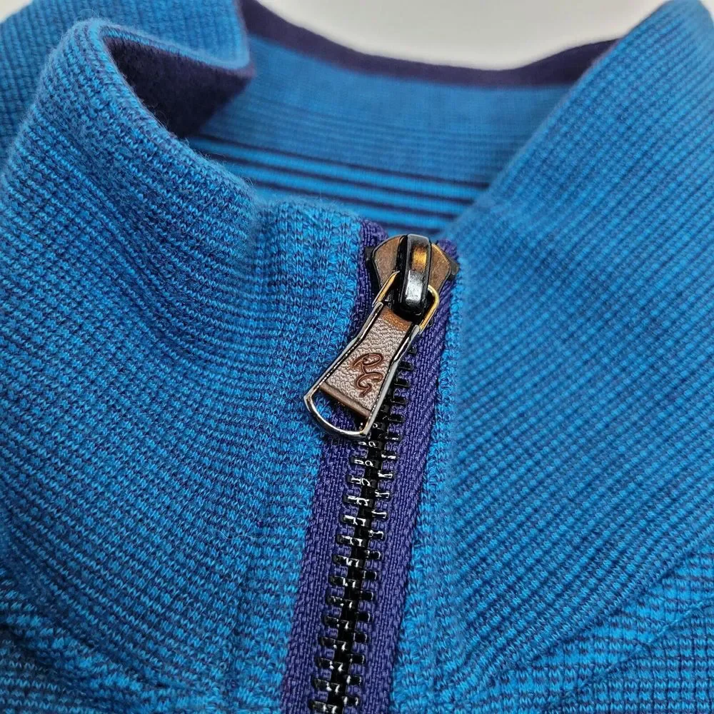 Robert Graham Mens Blue Pullover 1/4 Zip Mock Neck Classic Fit‎ Sweater Size L